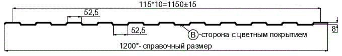 Фото: Профнастил С8 х 1150 - B (ПЭ-01-7024-0.4±0.08мм) в Нахабино