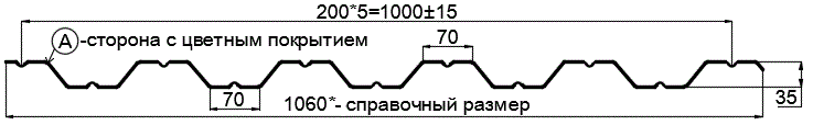 Фото: Профнастил НС35 х 1000 - A (ПЭ-01-1015-0.7) в Нахабино