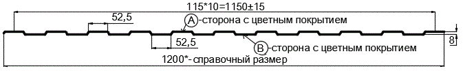 Фото: Профнастил С8 х 1150 - B Двусторонний (ПЭ_Д-01-8017-0.4±0.08мм) в Нахабино