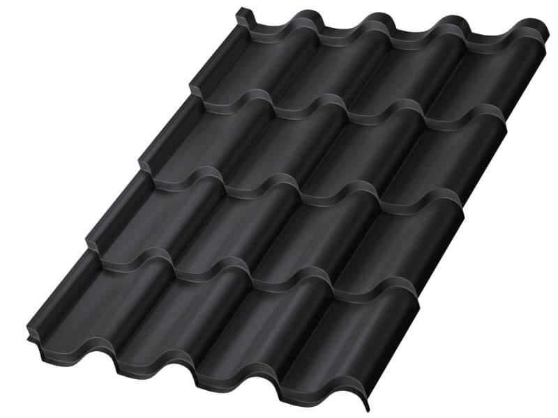 Металлочерепица МП Монтерроса-S (VALORI-20-DarkGrey-0.5)